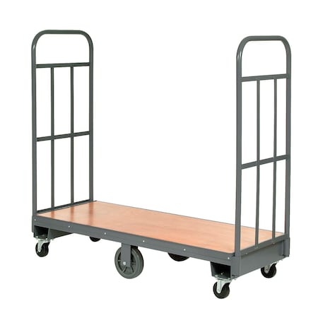 Global Industrial Wood Deck Narrow Aisle High End U-Boat Platform Truck 60 x 24 1500 Lb. Capacity 330038